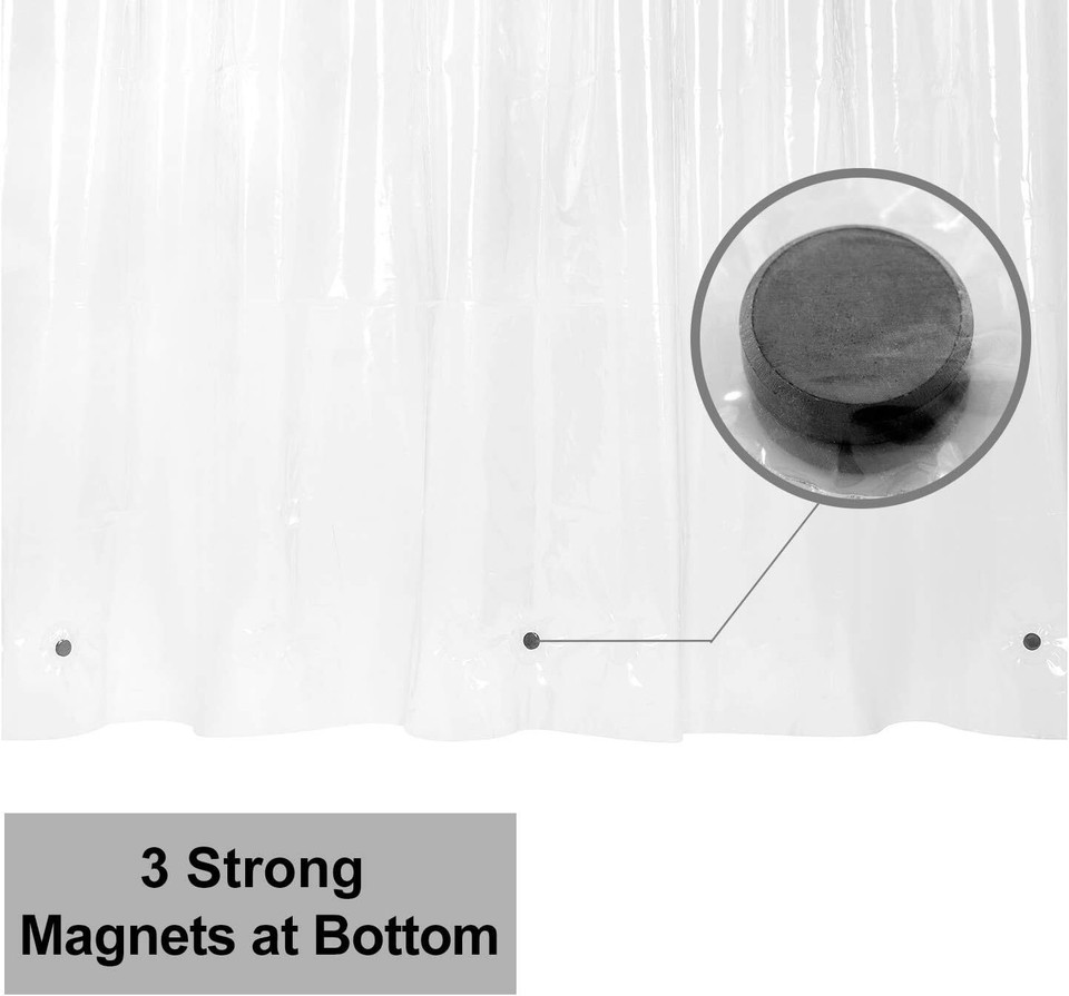 Small Shower Curtain Liner for Stall Size 36 X 72, 8G Heavy Duty PEVA