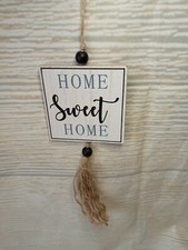 New "Home Sweet Home" Wood Hanging Sign Ornament Beads Tier Tray Farmhouse  