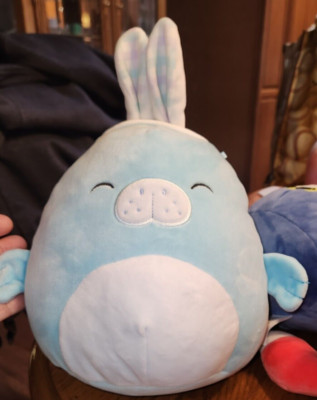Clean Squishmallow 11  ABEL Pastel Blue Manatee Bunny Ears Spring Easter 2023