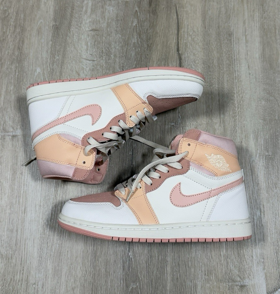 Nike Air Jordan 1 Mid Shoes Men's Size 8.5 Apricot White Sneakers