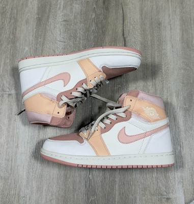 Nike Air Jordan 1 Mid Shoes Men's Size 8.5 Apricot White Sneakers