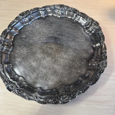 Poole Silver Co EPC Silver Plate Footed Warming Tray Engraved Vintage 10” 3210