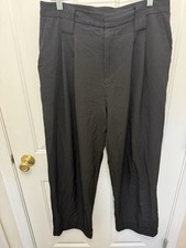 Ganni Black Crepe Wide Leg Pants Size 40 Office Career Casual Quiet Luxury