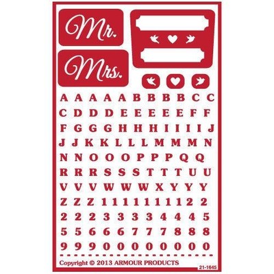 Over n Over Glass Etching Stencil Small Letters Number ONO Reverse Mr Mrs