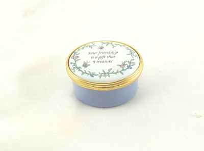 Halcyon Days Enamel Trinket Box your friendship is gift that i treasure England