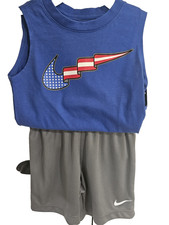 Boys Kids Youth Nike shorts Tank Top Shirt Set NEW Size 4 Smoke Gray