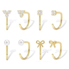 Half Hoop Huggie Earrings for Women Gold Silver Plated Ardant Backless Earrings
