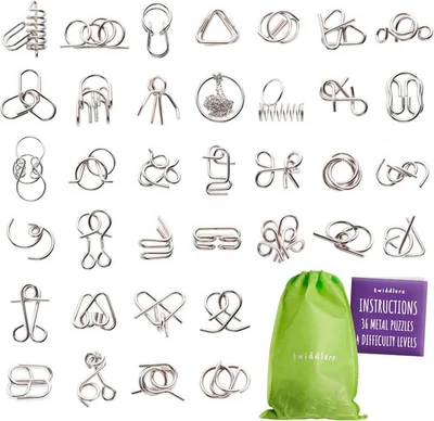 THE TWIDDLERS 36 Pezzi Puzzle Metallo Rompicapo | Difficoltà Assortite, Gadget Feste Regalo