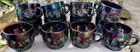 Vintage L.E. Smith Amethyst Carnival Glass Galaxy Punch Cups - Set of 12