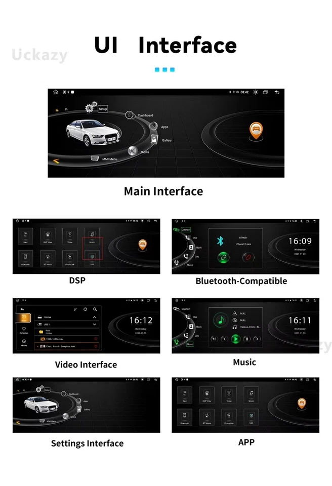 Stereo Audi A4 B8 A5 2009-2017 Autoradio GPS Carplay Android Auto 1 Din 4 + 32GB - Immagine 4 di 4