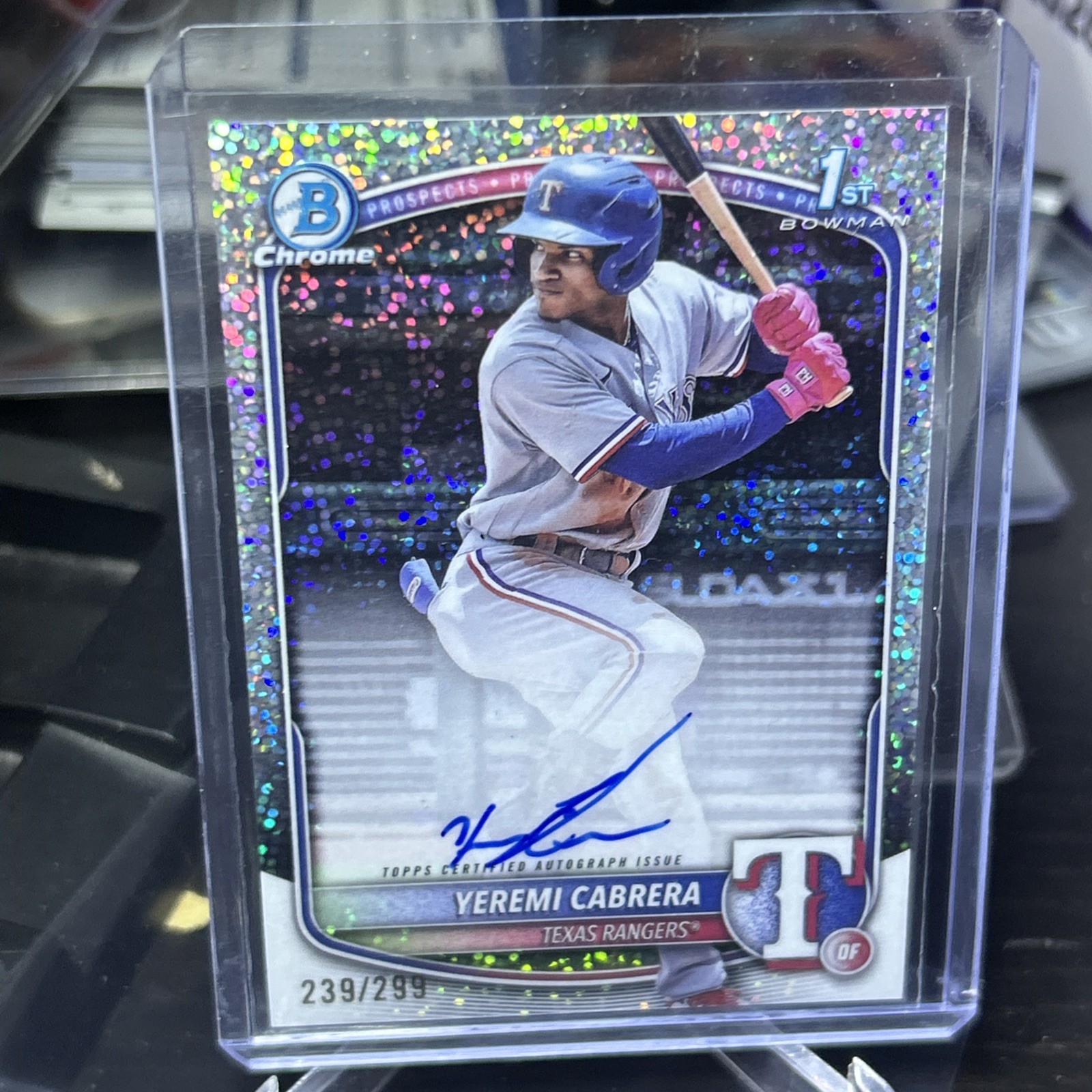 YEREMI CABRERA 2025 Bowman 1st Chrome Speckle Refractor Auto #/299 RANGERS