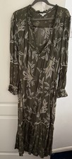 Monsoon Green Floral leaf Print Dress Size XL Midi Length , Regular Fit
