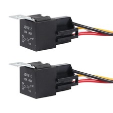 2pcs Car Relay with Harness 12V 40A 4 Pin SPST Harness Sockets with Col...