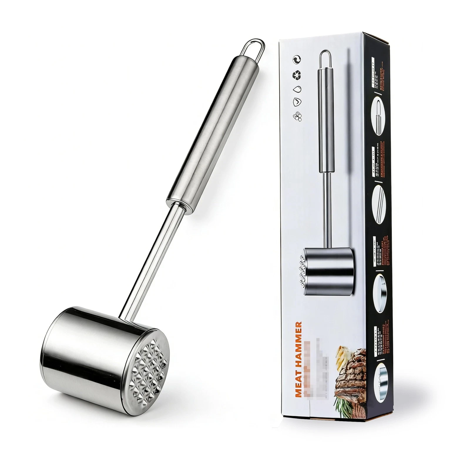 304 Stainless Steel Meat Pounder Kitchen Cooking Mallet Meat Tenderizer Malle...
