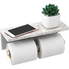 Brushed Nickel Toilet Paper Holder with Shelf, New Upgrade Double Toilet Pape...