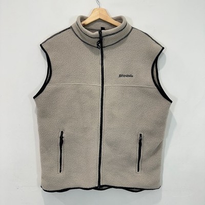 Kathmandu Fleece Vest Mens M Polartec Zip Front Beige Sleeveless Warm Pockets