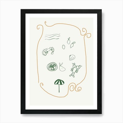 Amalfi Doodles Kunstdruck gerahmt Wandbild Poster Leinwanddruck Bild