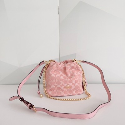 Coach Faye Mini Drawstring Bag Signature Denim CEP40 Pink