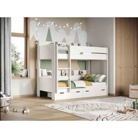White Storage Bunk Bed Flair Eddie Wooden Frame Kids Bedroom Sleeper Loft Cabins