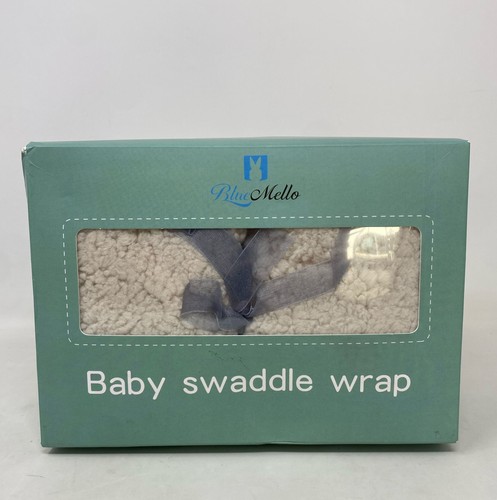 BlueMello Swaddle Wrap Blanket - Beige Faux Cashmere, 0-6 Months, 24 x ...