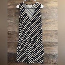 White House Black Market Black and Cream Striped Jumpsuit Romper