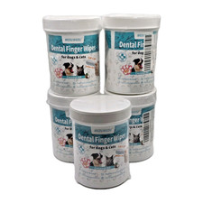 Lot of 5 Meduwedu Dental Finger Wipes 60 Ct 300 Dogs Cats 3.35" x 1.77" Sealed