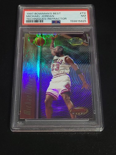 1997 Bowman's Best MICHAEL JORDAN Techniques Refractor #T2 PSA 7 