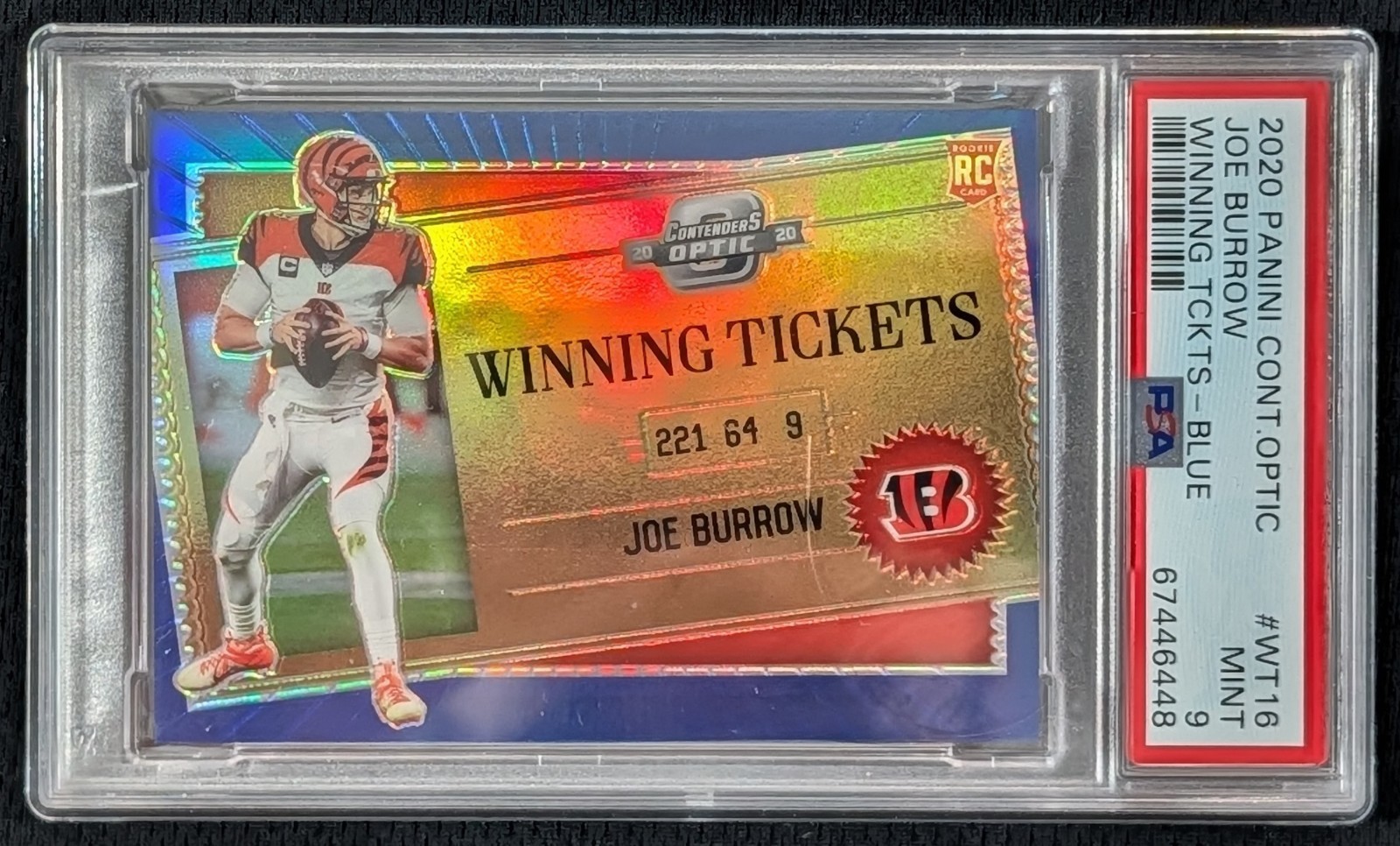 2020 Contenders Optic Joe Burrow Winning Tickets Blue /99 #WT16 Bengals RC PSA 9