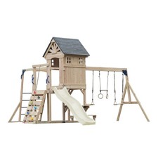 AXI Duncan Spielturm aus Holz mit 2 Schaukeln & Rutsche in Creme Weiß