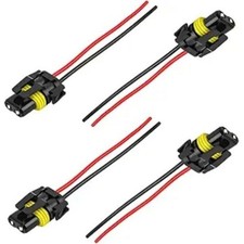 4 PCS Wiring Harness Headlight Socket, Nylon Female Adapter Wiring Harness Socke