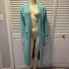 Women's Fashion Nova Teal Fuzzy Long Cardigan Sweater S