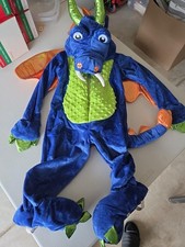 DreamPlay Imagine Blue Dragon Costume Toddler Size 2T Plush Hooded Halloween