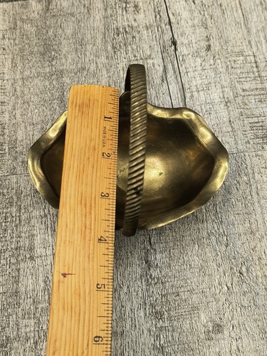 2 Vintage Solid Brass Decorative Baskets w/Handle, Easter, Ruffle Scallop, Small - Picture 10 of 11