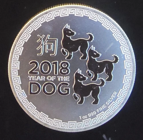 2018 Year Of Dog Zodiac Lunar Niue Mint Rare Bullion-0.999 Silver 1 Oz Art Coin