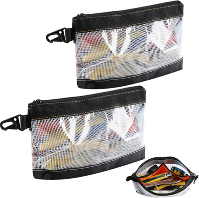 FRETONBA 2 Stück Small Tool Zipper Pouch, Tragbare Werkzeugtasche Klein Transpar