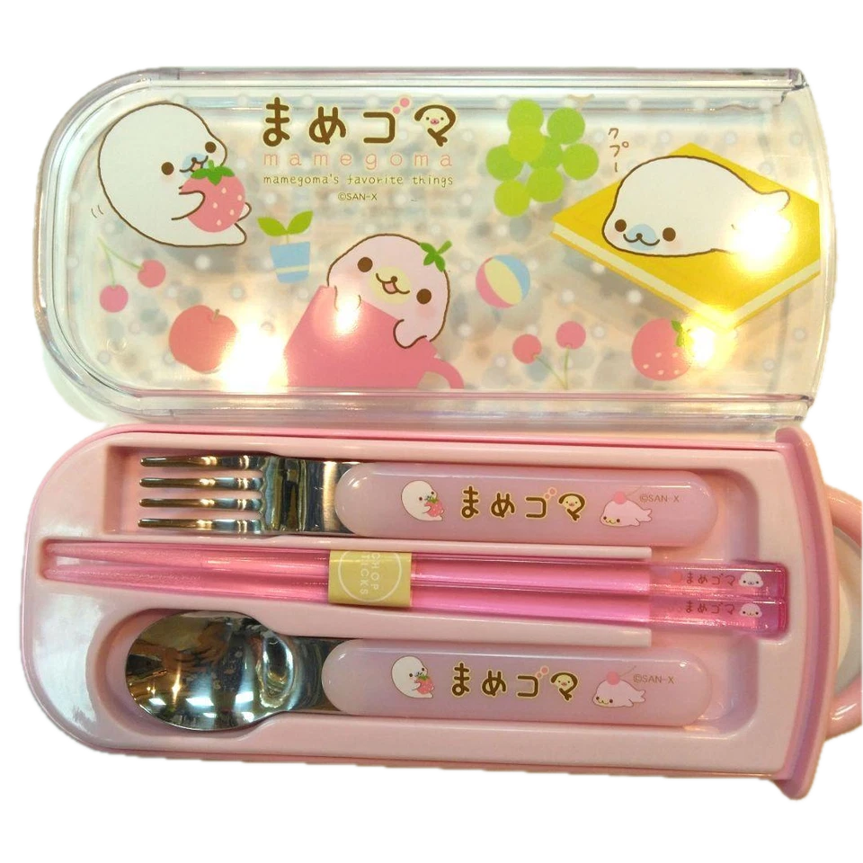 Juego de cuchara y tenedor Mamegoma San-X - Lindo arroz Kawaii Bento Foto 2 de 4