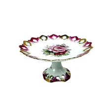 Vintage Schumann Arzberg Bavaria Reticulated Pedestal Cake Plate – Pink Roses