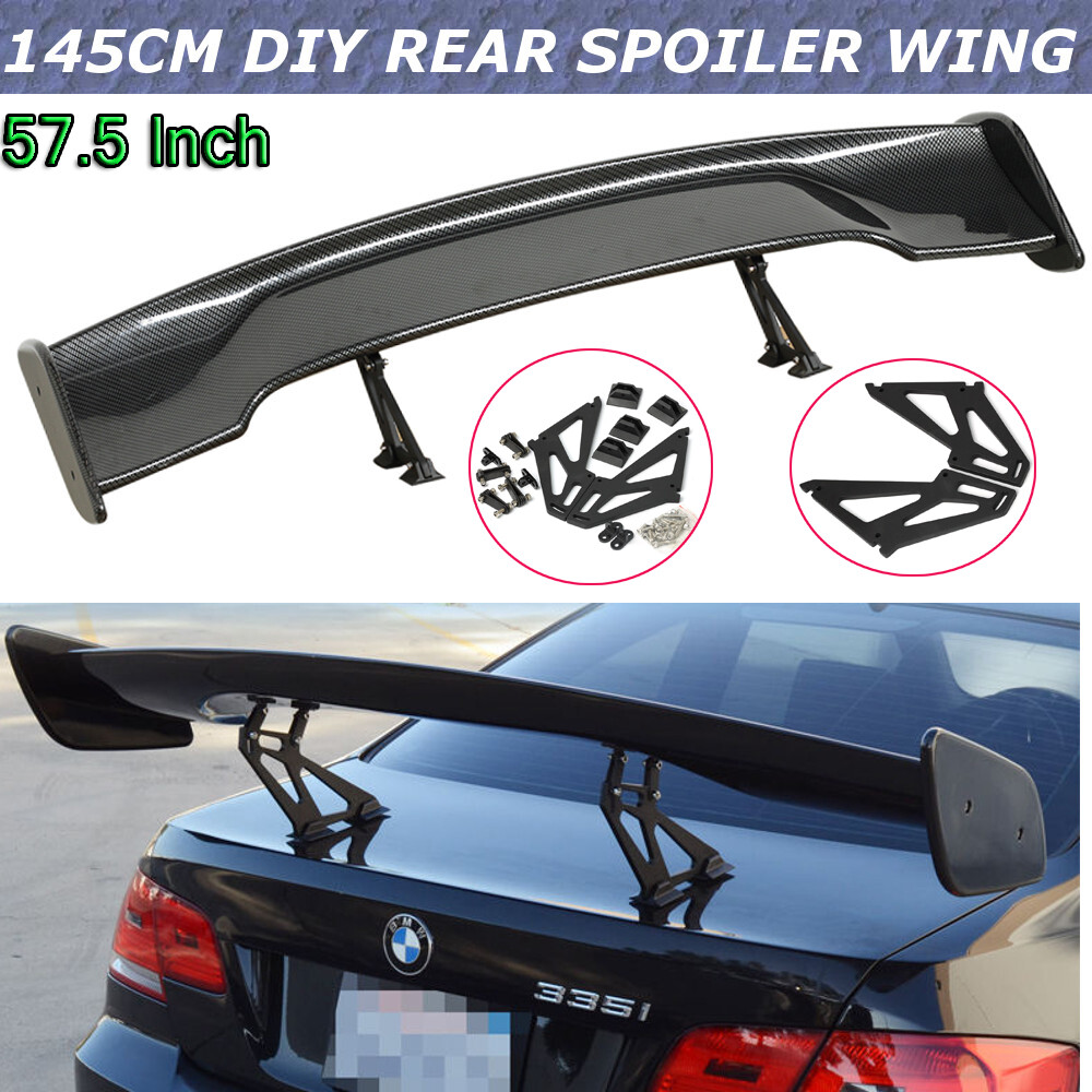 57" TYPE-3 Universal Adjustable GT-Style Rear Spoiler Wing - Real Carbon Fiber