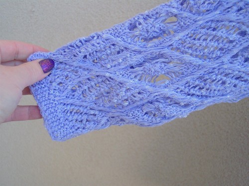 Chico's Pullover Crochet Sweater size 1 S M Lilac EASTER SPRING chiffon lined - Picture 6 of 14