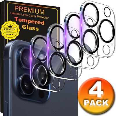 4X For iPhone 17 16 15 14 13 12 11 Pro Max Tempered Glass Camera Lens  Protectors