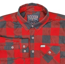 Dixxon Fifty Fifty Mens Size Medium Flannel Red Plaid Button Down Shirt Workwear