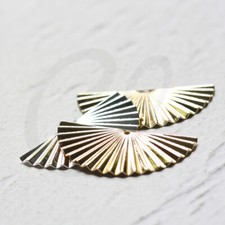 Solid Brass Waved Crescent Charm - Geometry - Half Circle 28x14mm 4488C 