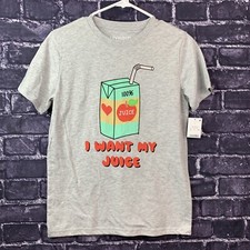 Hybrid Boys Large Gray " I Want Juice" Juice box Shirt L