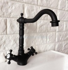 Black Oil Rubbed Brass Swivel Kitchen Sink Faucet Mixer Basin Tap Pnf342
