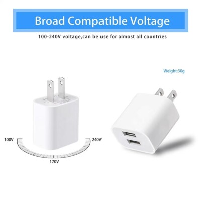 Cargador Rápido De Pared Doble Puerto USB - Compatible Con IPhone 15, 14, 13, 12, 11, 8 Y Más Smartphones