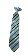Boys One Size Clip On Tie Blue Green White Boys Small 4 5 Necktie Striped