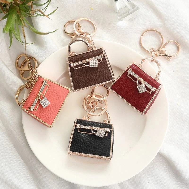 1pc Leather Mini Bag Keychain Hanging Ornament Keyring Women