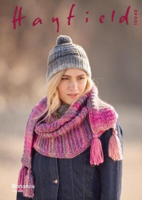 Sirdar Knitting Pattern - Hayfield Bonanza, Textured Hat Scarf 10048