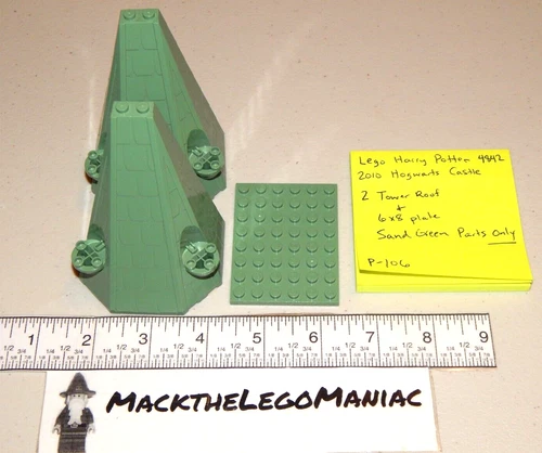 Lego Harry Potter Sand Green Tower Roof & 6x8 Plate Parts 4842 Hogwarts Castle