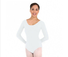 Body Wrappers BWC326 White Women's XXLarge Fits XLarge Long Sleeve Leotard